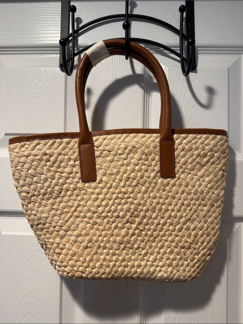 J. Crew Tan and cream Woven tote with leather trim - Picture 6 of 6